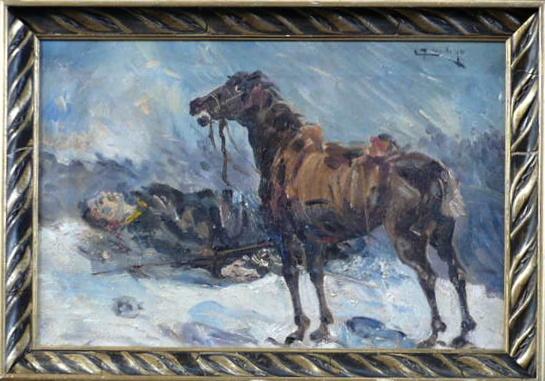 Raněný voják s koněm
