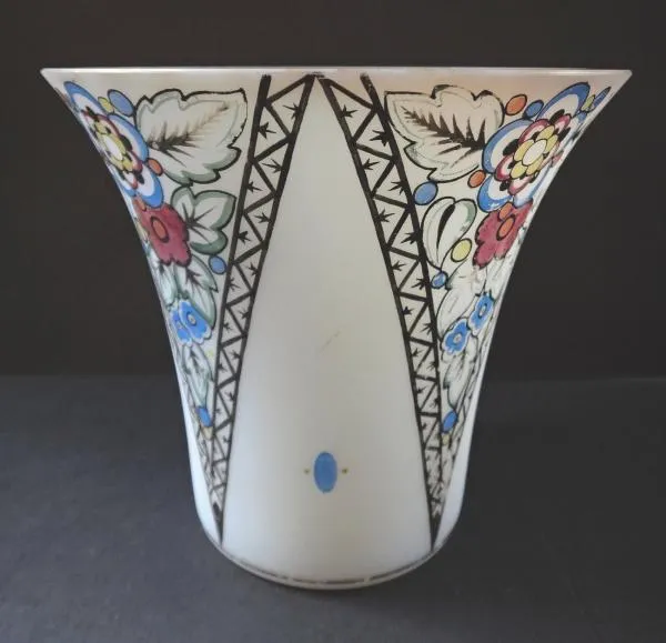 Art deco váza z mléčného skla - 5