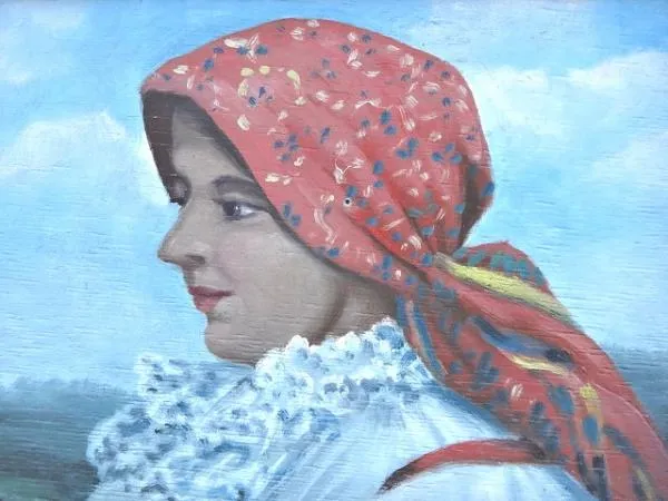 Medek – Portrét ženy v krojovém šátku - 4