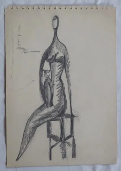Jindřich Wielgus – Sedící akt s kočkou - 3