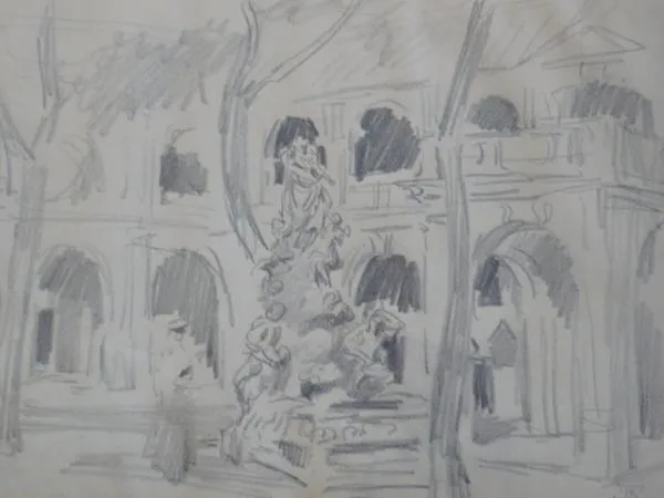 Adolf Kašpar – Nádvoří s kašnou - 3