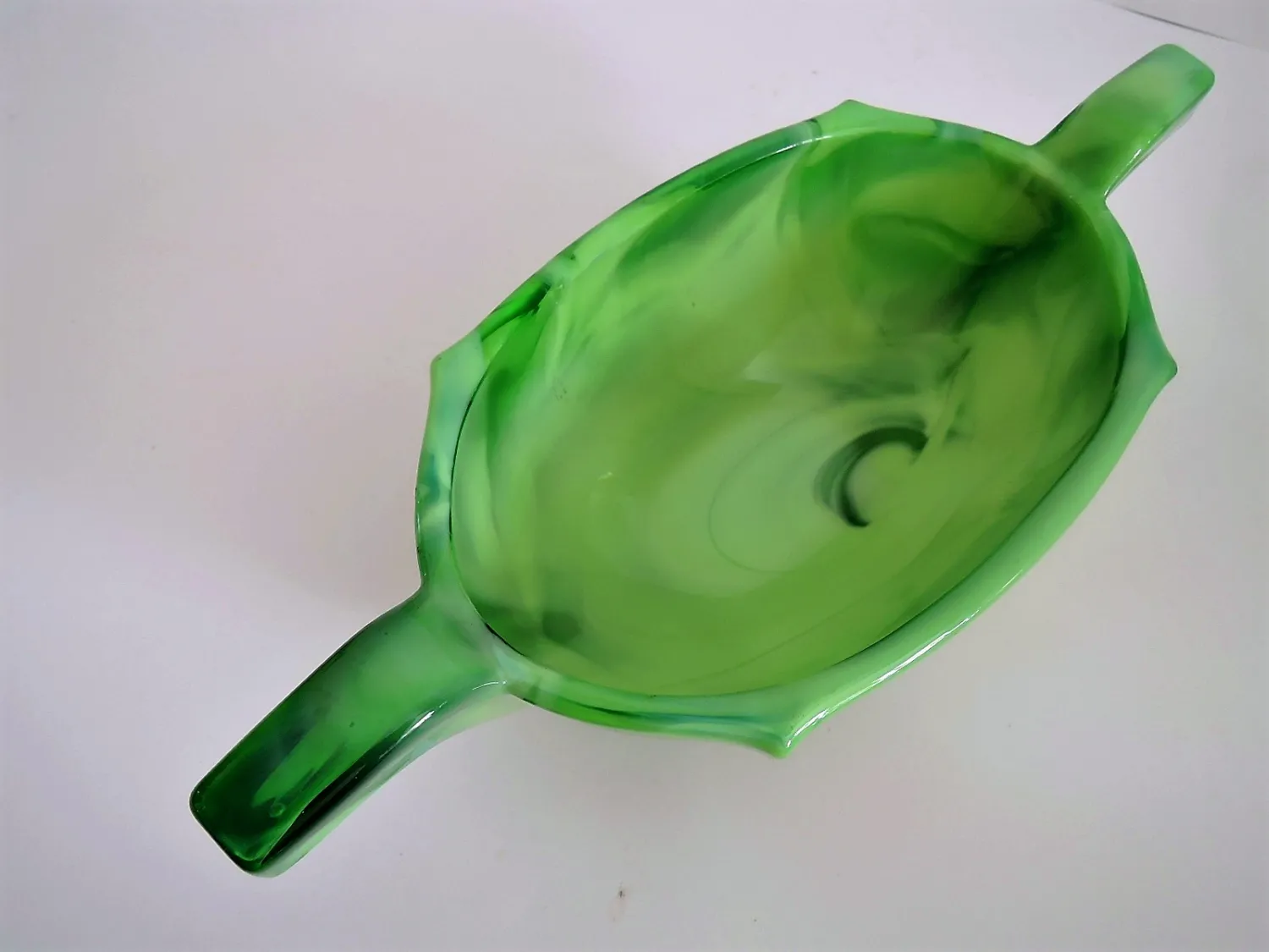 Mísa s uchy – zelené mramorované sklo - 3