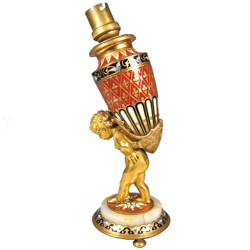 Podstavec k lampě – zlacená bronz se smalty - 4