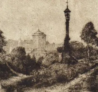 Pohled na hrad na cestě s lucernou a božími mukami - 5
