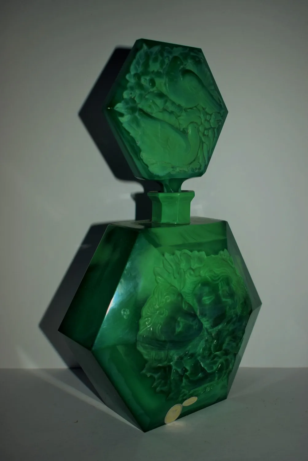 Likérová souprava – art deco R.Hlousek malachitové sklo jade - 4