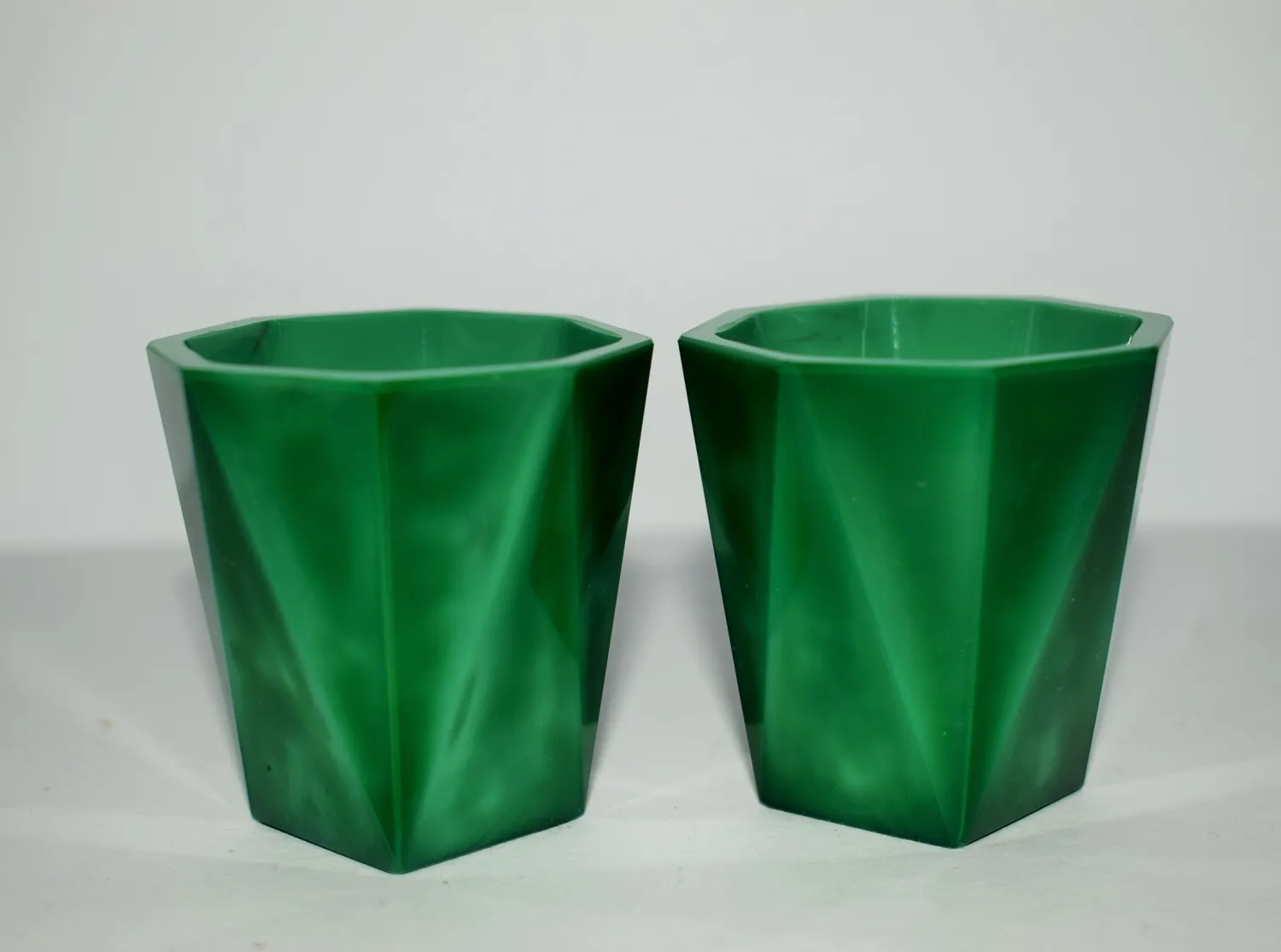 Likérová souprava – art deco R.Hlousek malachitové sklo jade - 5