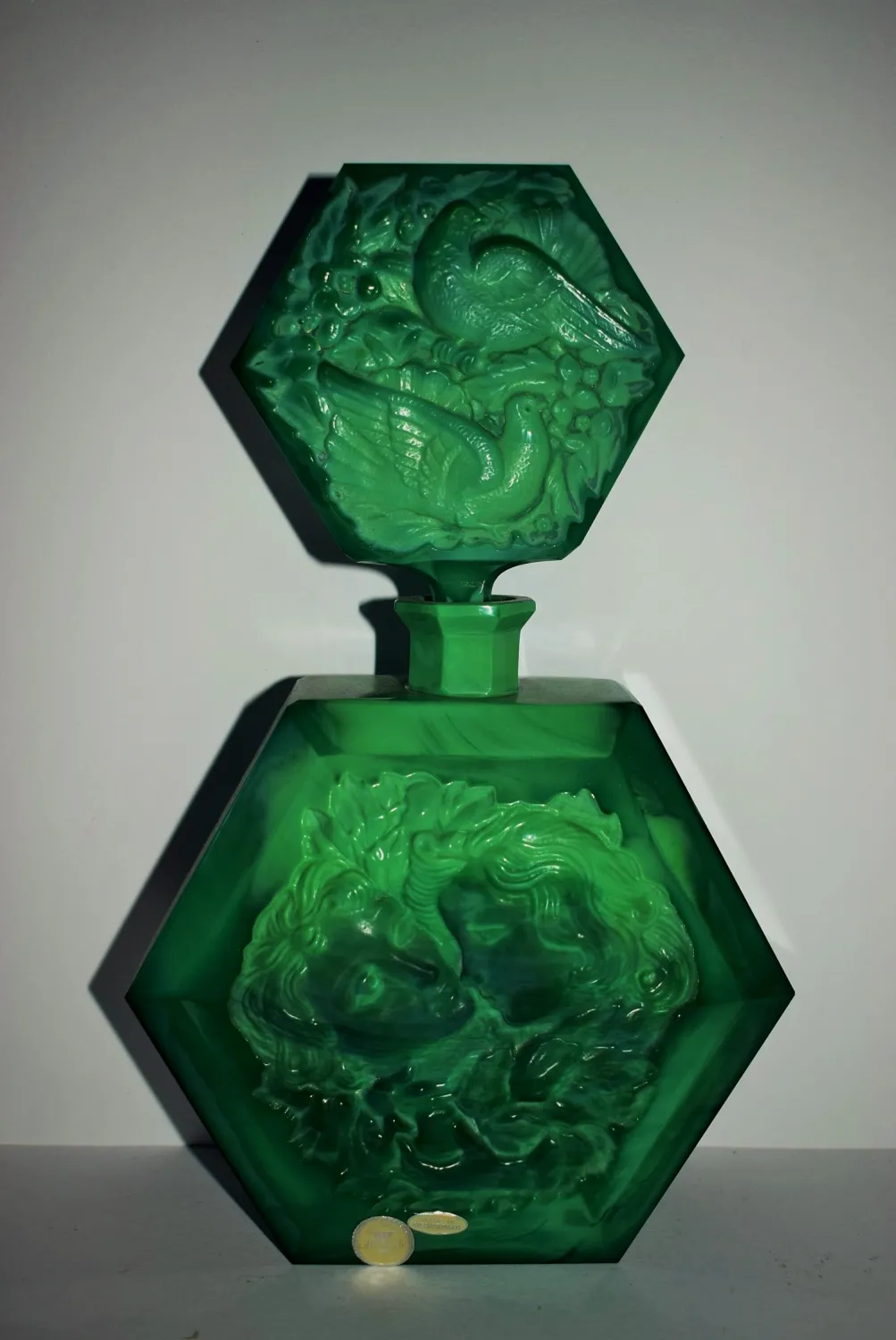 Likérová souprava – art deco R.Hlousek malachitové sklo jade - 7