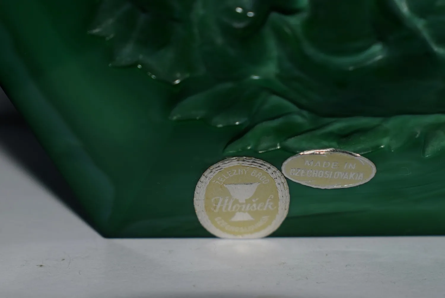 Likérová souprava – art deco R.Hlousek malachitové sklo jade - 8