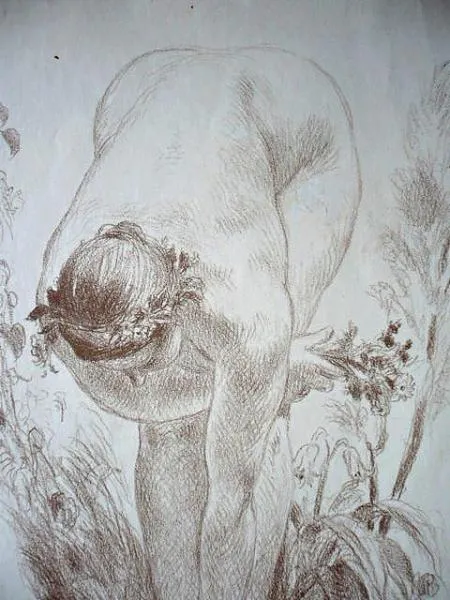 Jakub Obrovský – Nahá dívka trhající květiny - 4