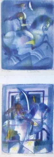 Karel Beneš – Dívka a Husar na koni, dívčí hlavy - 4