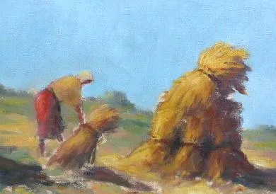 Václav Vaner – Žena vázající snop obilí na poli - 3