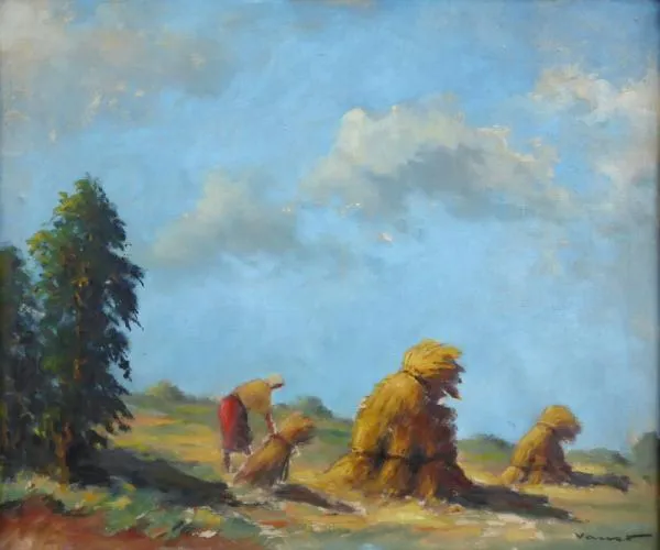 Václav Vaner – Žena vázající snop obilí na poli - 4