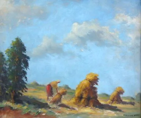Václav Vaner – Žena vázající snop obilí na poli - 6
