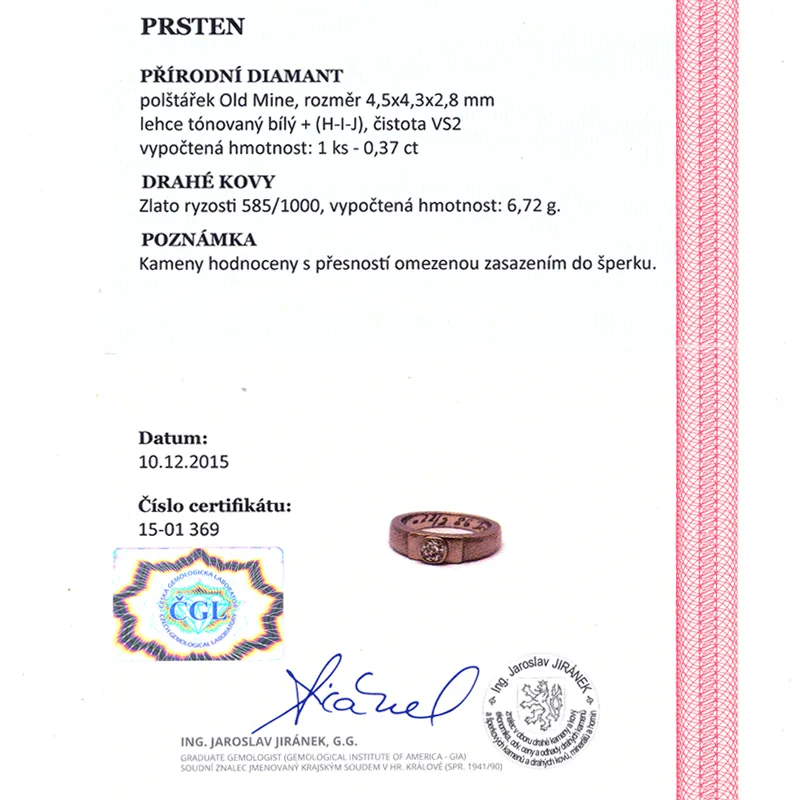 Prsten z bílého zlata s briliantem – soliter + certifikát - 4