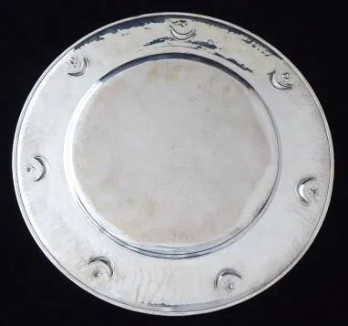 Stříbrný kulatý tác, hvězda s půlměsícem – Turecko - 3
