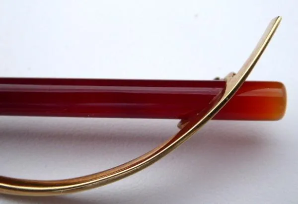 Zlatá brož s karneolem a diamanty - 4