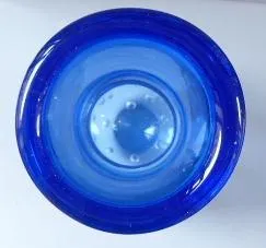 Velká křišťálová váza, modré sklo, vzduchové bubli - 3