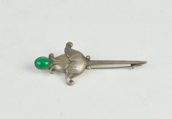Georg Jensen – stříbrná brož s chrysoprasem - 2