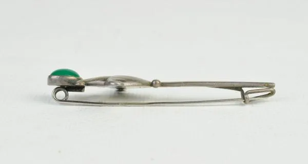 Georg Jensen – stříbrná brož s chrysoprasem - 4