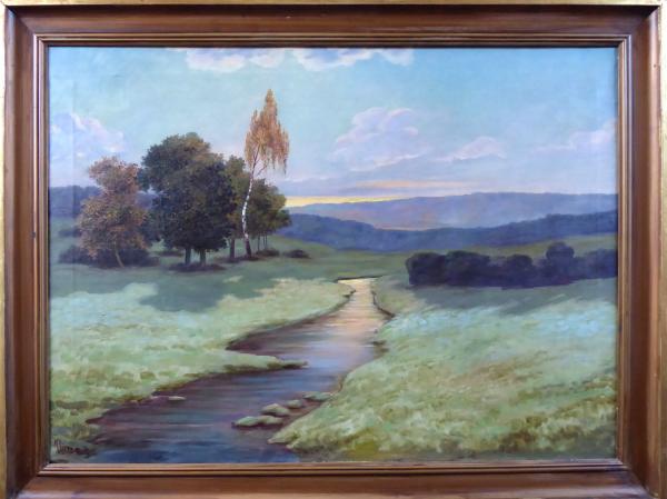 Klimeš – Krajina s potokem a břízou