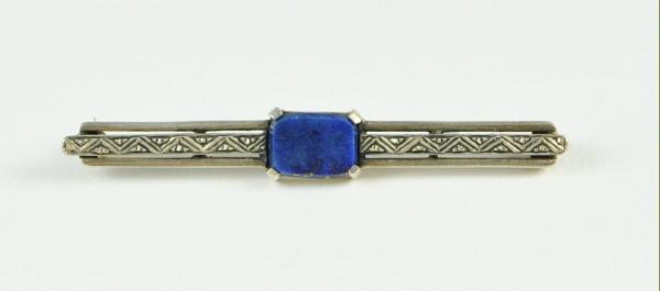 Stříbrná brož s lapisem lazuli
