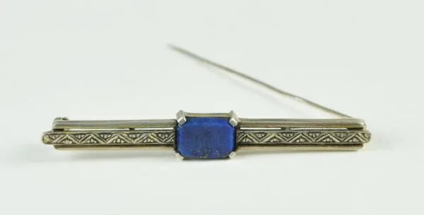 Stříbrná brož s lapisem lazuli - 3