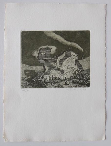 Jindřich Pileček - Ex libris M. Gazdová