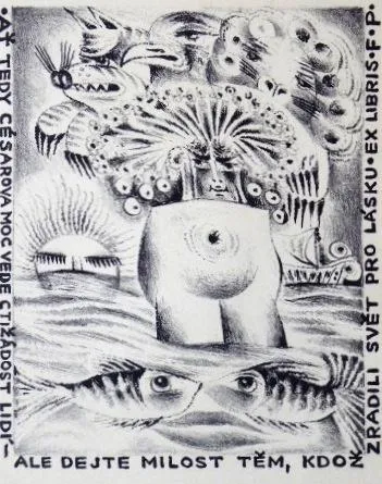 Olga Čechová – Ex libris F. P. - 2