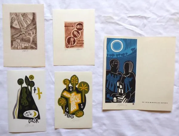 Miroslav Houra - 4x Ex libris, 1x PF 1978