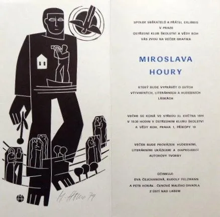 Miroslav Houra – 3 x Exlibris, Pozvánka, PF 1979, - 7