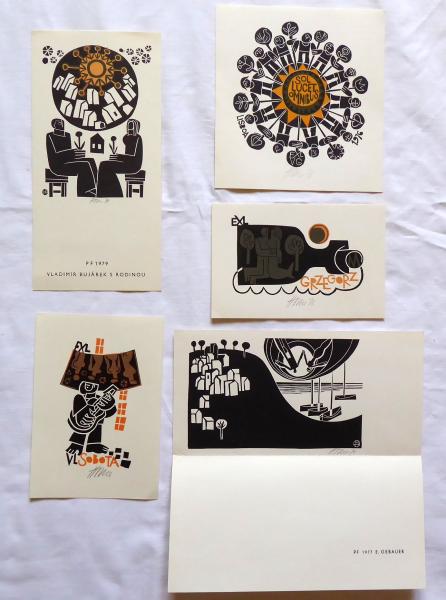 Miroslav Houra – 3 x Exlibris, PF 1977, PF 1979