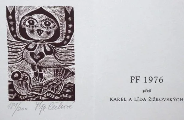 Olga Čechová – 2 x PF 1976, 2 x Ex libris, Pozvánk - 5