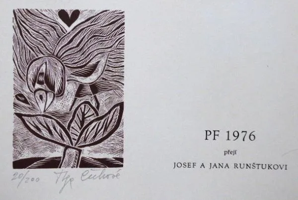 Olga Čechová – 2 x PF 1976, 2 x Ex libris, Pozvánk - 6