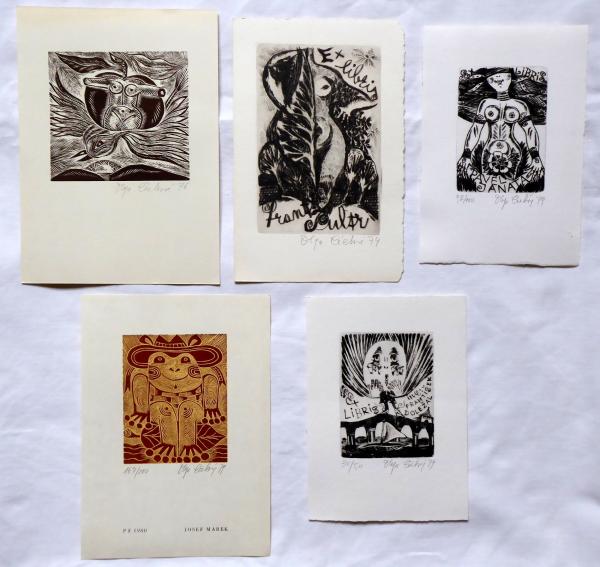 Olga Čechová - 3 x Ex libris, Akt v jablku, PF 198