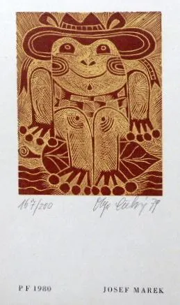 Olga Čechová – 3 x Ex libris, Akt v jablku, PF 198 - 3