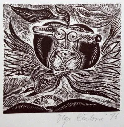 Olga Čechová – 3 x Ex libris, Akt v jablku, PF 198 - 6