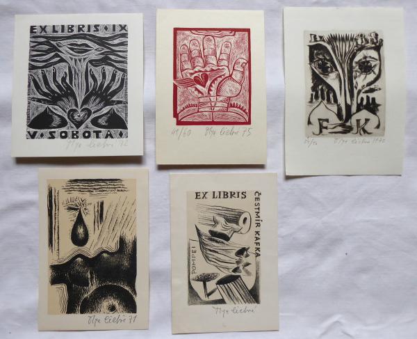 Olga Čechová - 3 x Ex libris, Kapka, Srdci na dlan