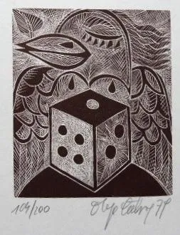 Olga Čechová – 3 x Ex libris, PF 1980, kresba Ptáč - 2