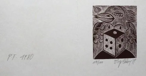 Olga Čechová – 3 x Ex libris, PF 1980, kresba Ptáč - 3