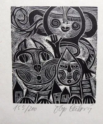Olga Čechová – Dvě ex libris Zvířátka, Ptačí žena, - 3