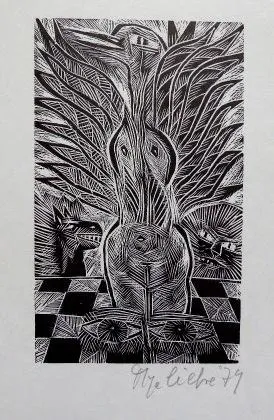 Olga Čechová – Dvě ex libris Zvířátka, Ptačí žena, - 5