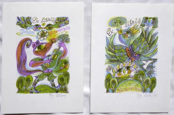 Olga Čechová - Ex libris Johan Souverein a Maria S