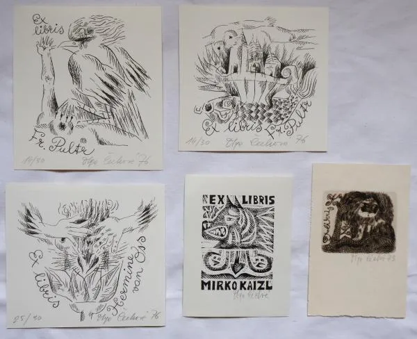 Olga Čechová – Pět ex libris ( 3 x 1976, 1 x 1973 - 1