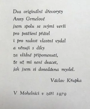 Anna Grmelová, Václav Křupka – Dva dřevoryty, Básn - 4