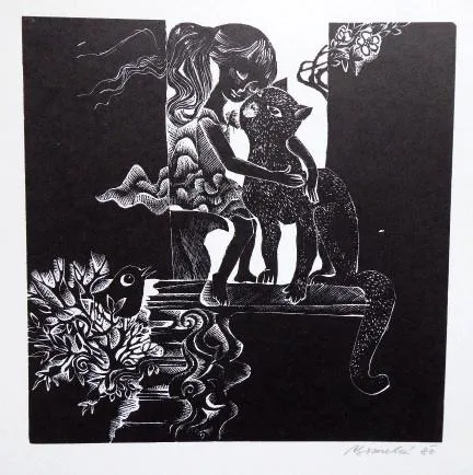 Anna Grmelová – Holčička s kočkou, Chlapec s ptáčk - 7