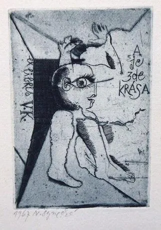 Naděžda Synecká – Čtyři ex libris A. L, Karel Ž. , - 2