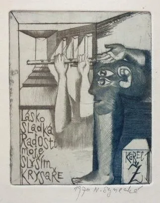Naděžda Synecká – Čtyři ex libris A. L, Karel Ž. , - 4