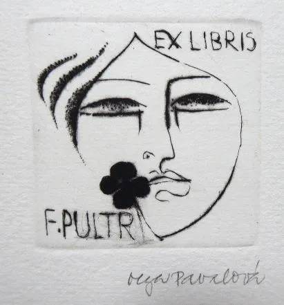 Olga Pavalová – Dívky, 4x Ex libris - 2