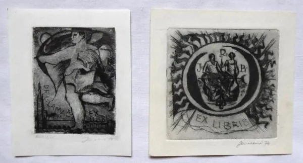 Jana Jemelková - Ex libris JRB, Dr. L. Lamač