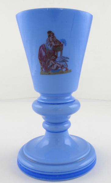 Pohár, váza z modrého opakního skla
